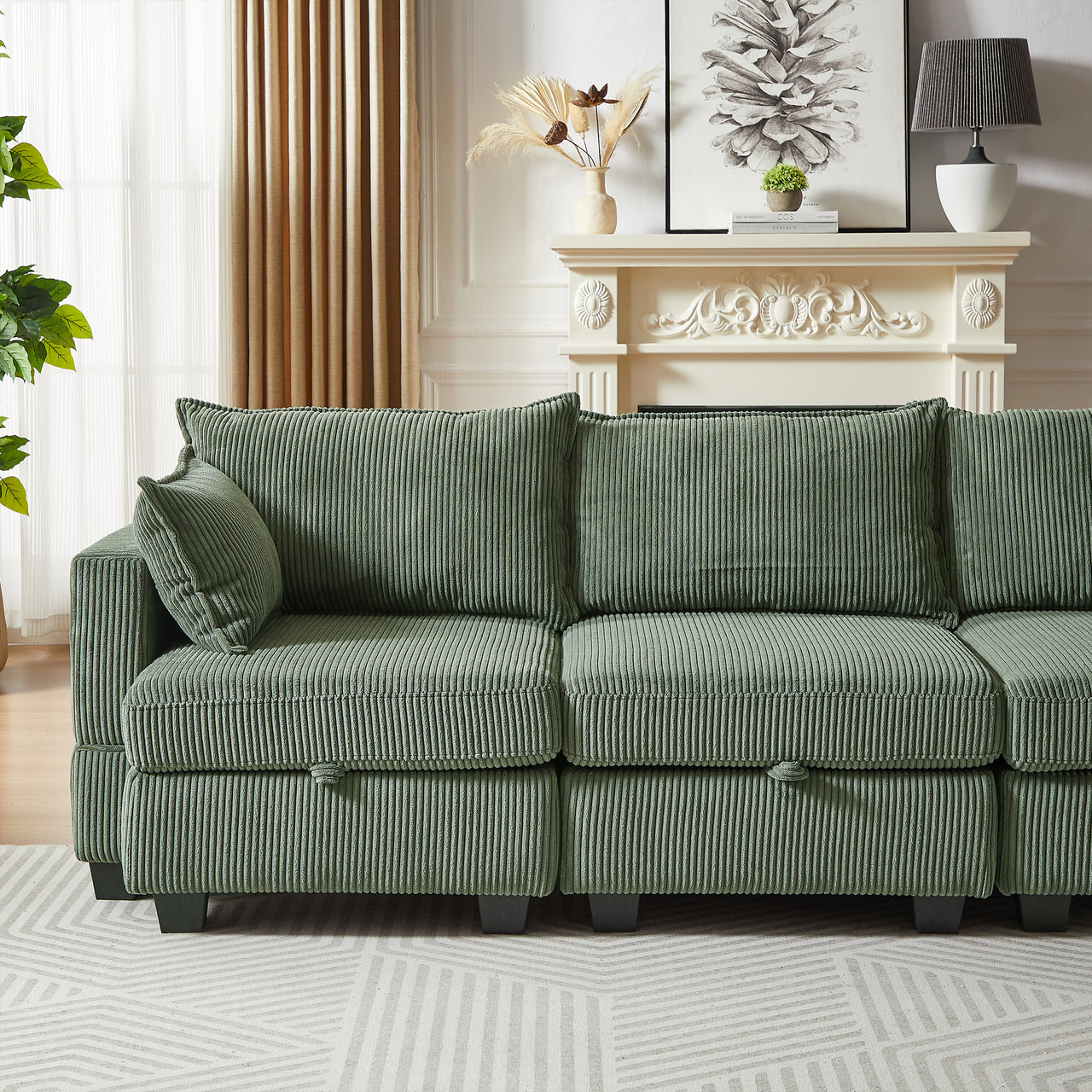 HARLOW 114" Corduroy Sofa w/ Storage