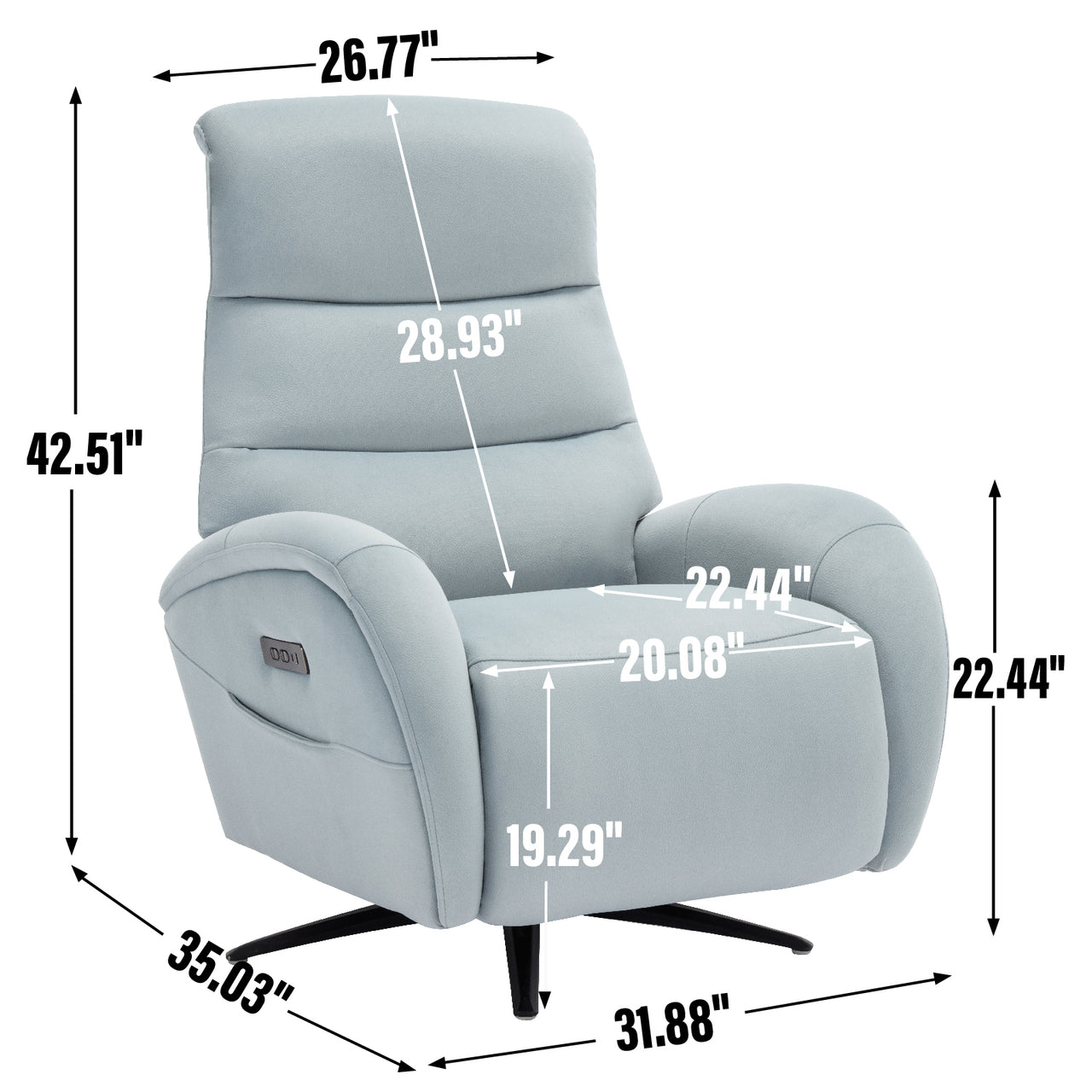 QORVANIX 32" Swivel Recliner Chair