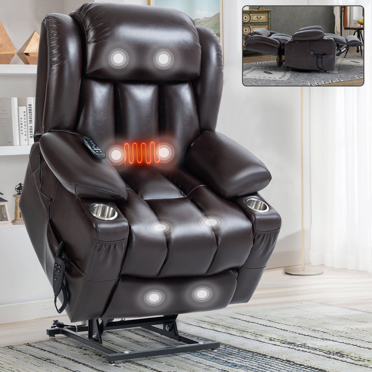 COZYLift 39" Recliner with Heat Massage - 7717