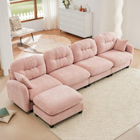 Thumbnail for Nuvia Sofa Ama Modular Sectional L Shaped Couch With Ottoman,Soft Chenille Fabric,Ergonomic Design,Tufted Cushion Backrest Design,High Quality Wooden Base Easy Install,Fits Bedrooms Living Rooms Reading Nooks,Pink