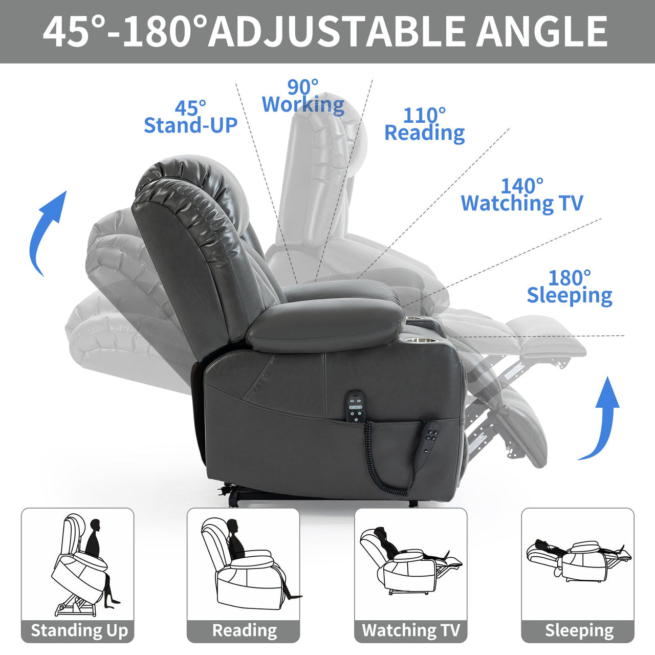 COZYLift 39" Recliner with Heat Massage - 7717