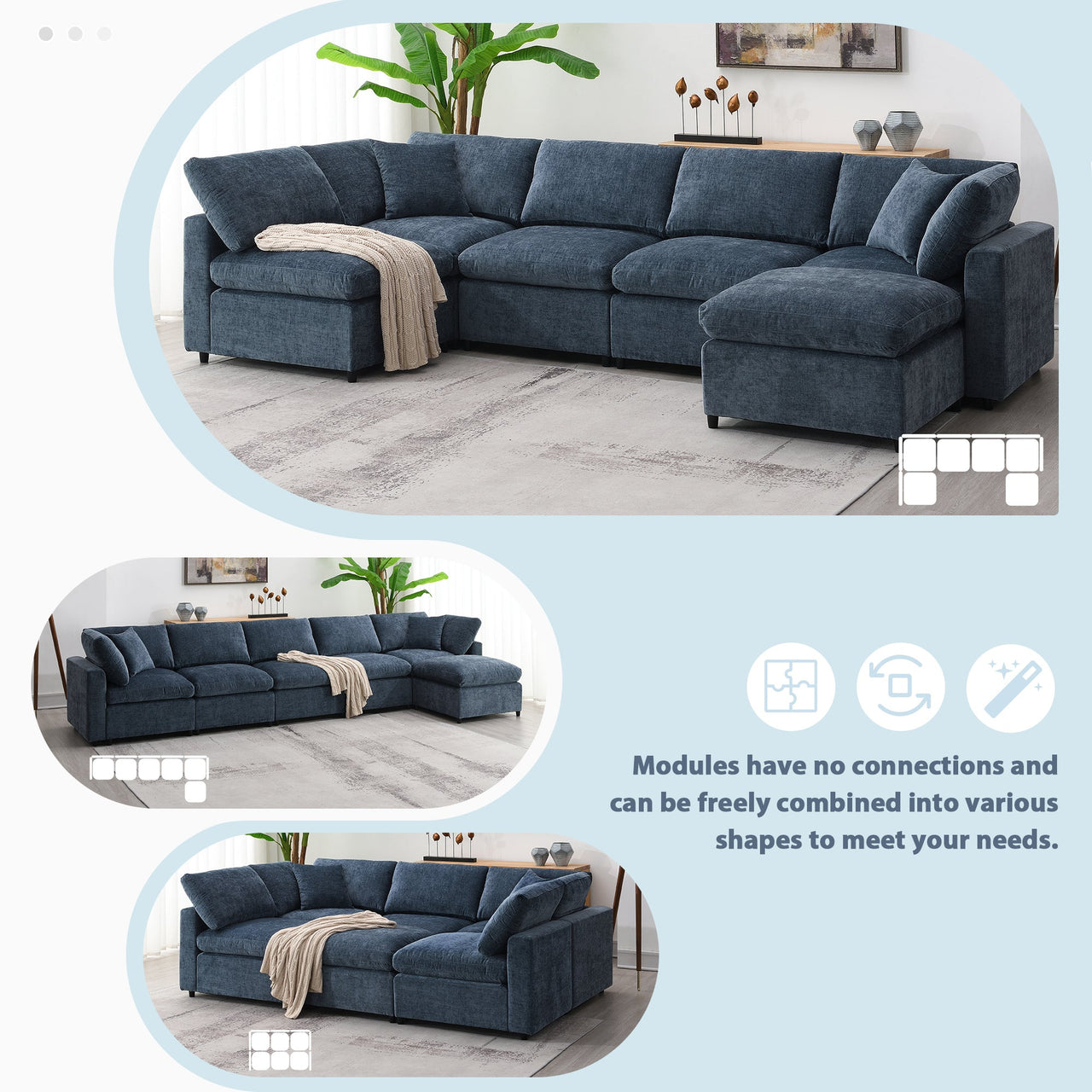 DEVROX 130" Sectional Sofa