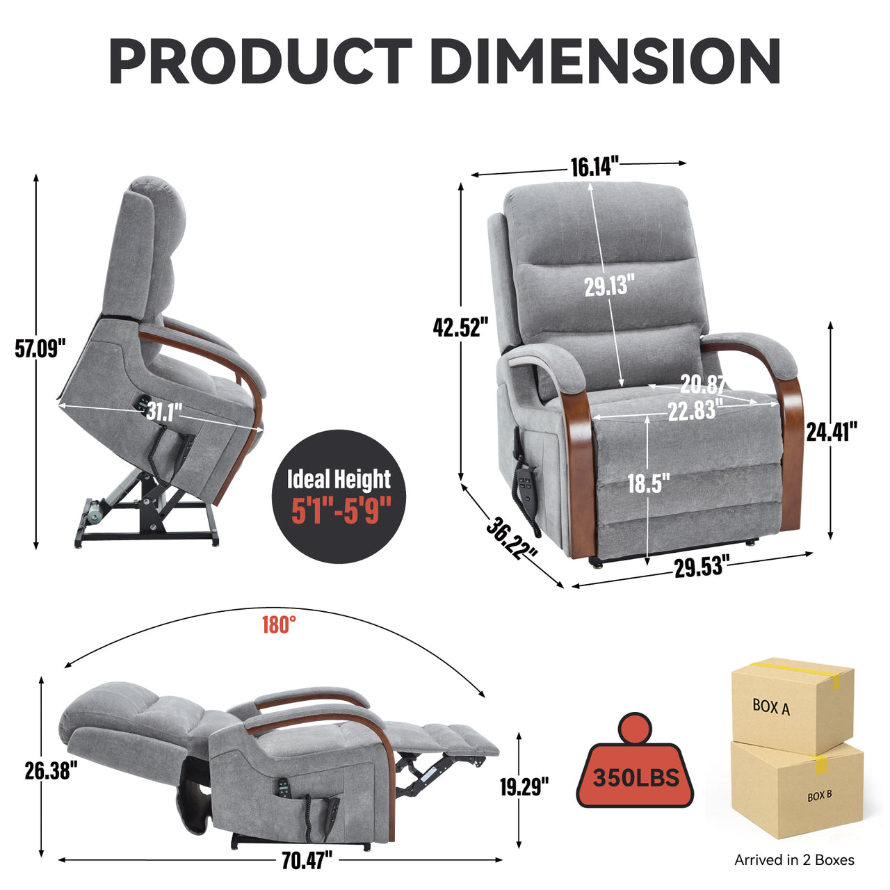 COZYLift 30" Recliner with Heat Massage - 6755