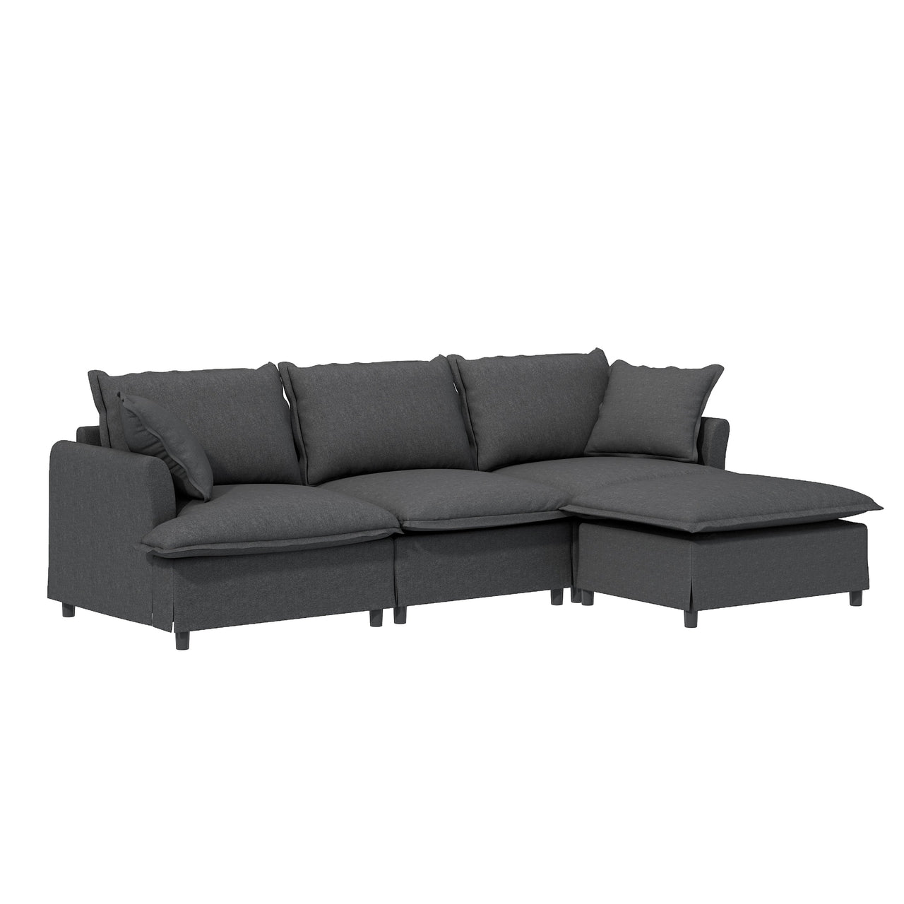 SYNOVI 94" Sectional Sofa 3-Seat & 1-ottoman