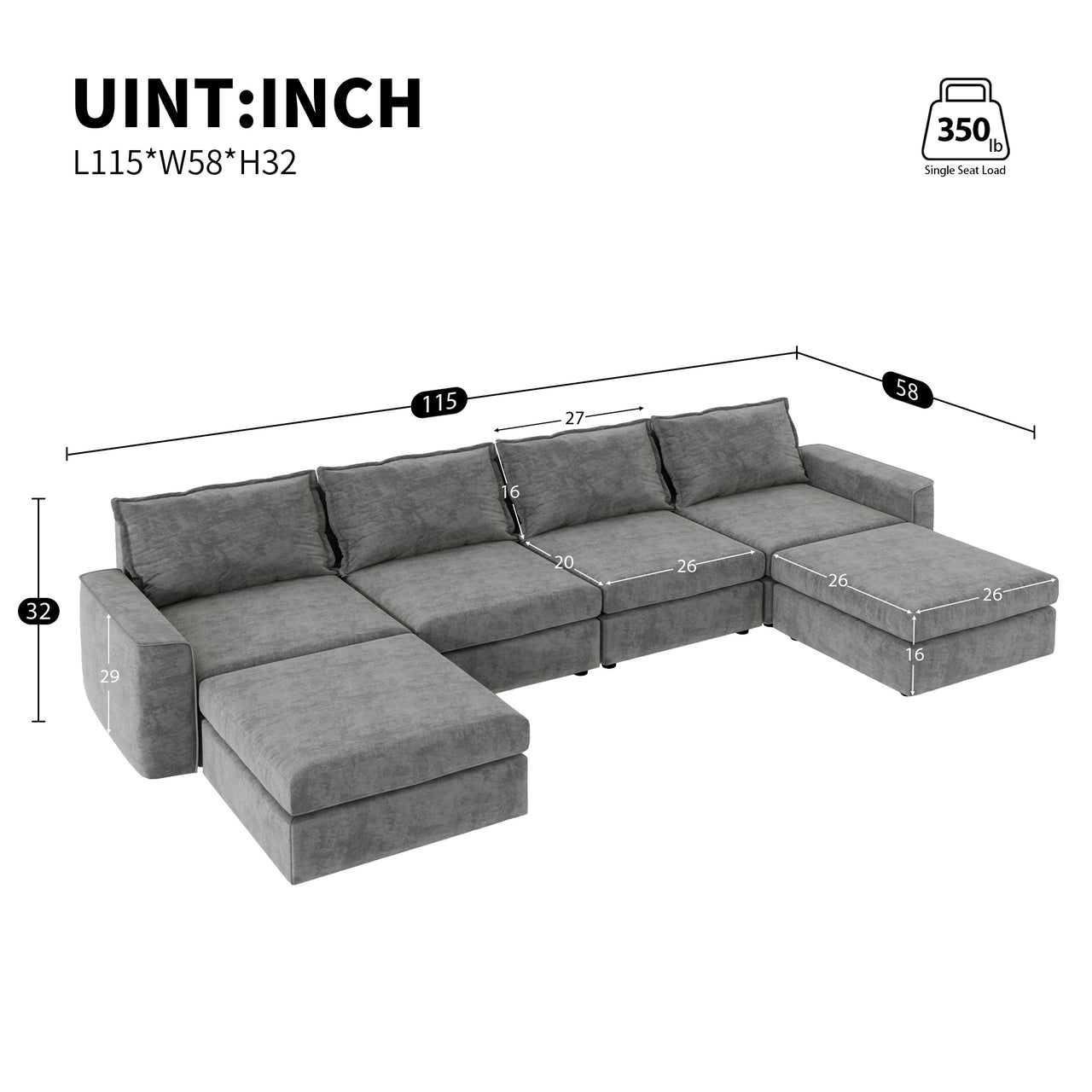 JASPER 115" Sectional Sofa