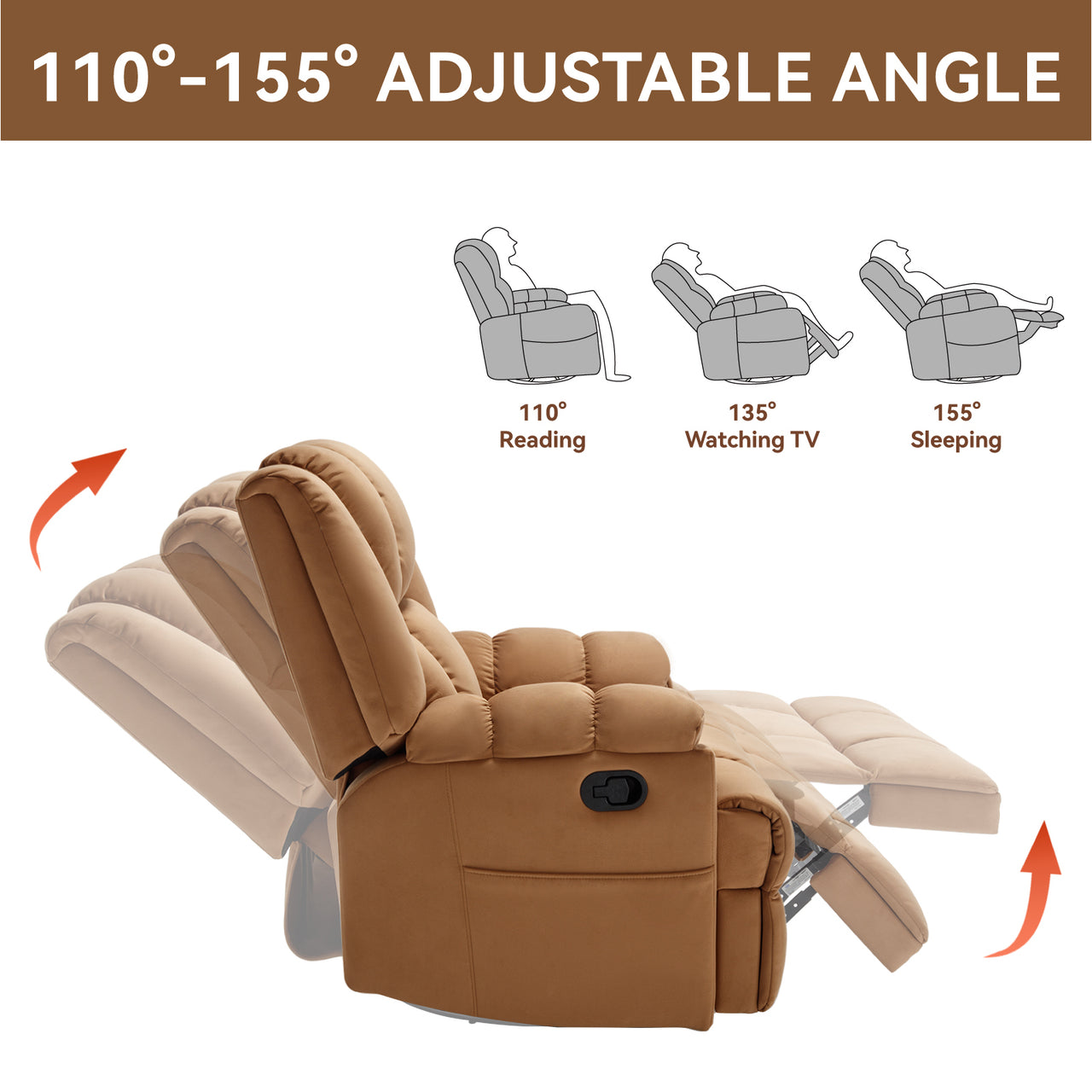 ZENQUORA 38" Swivel Rocking Recliner Chair