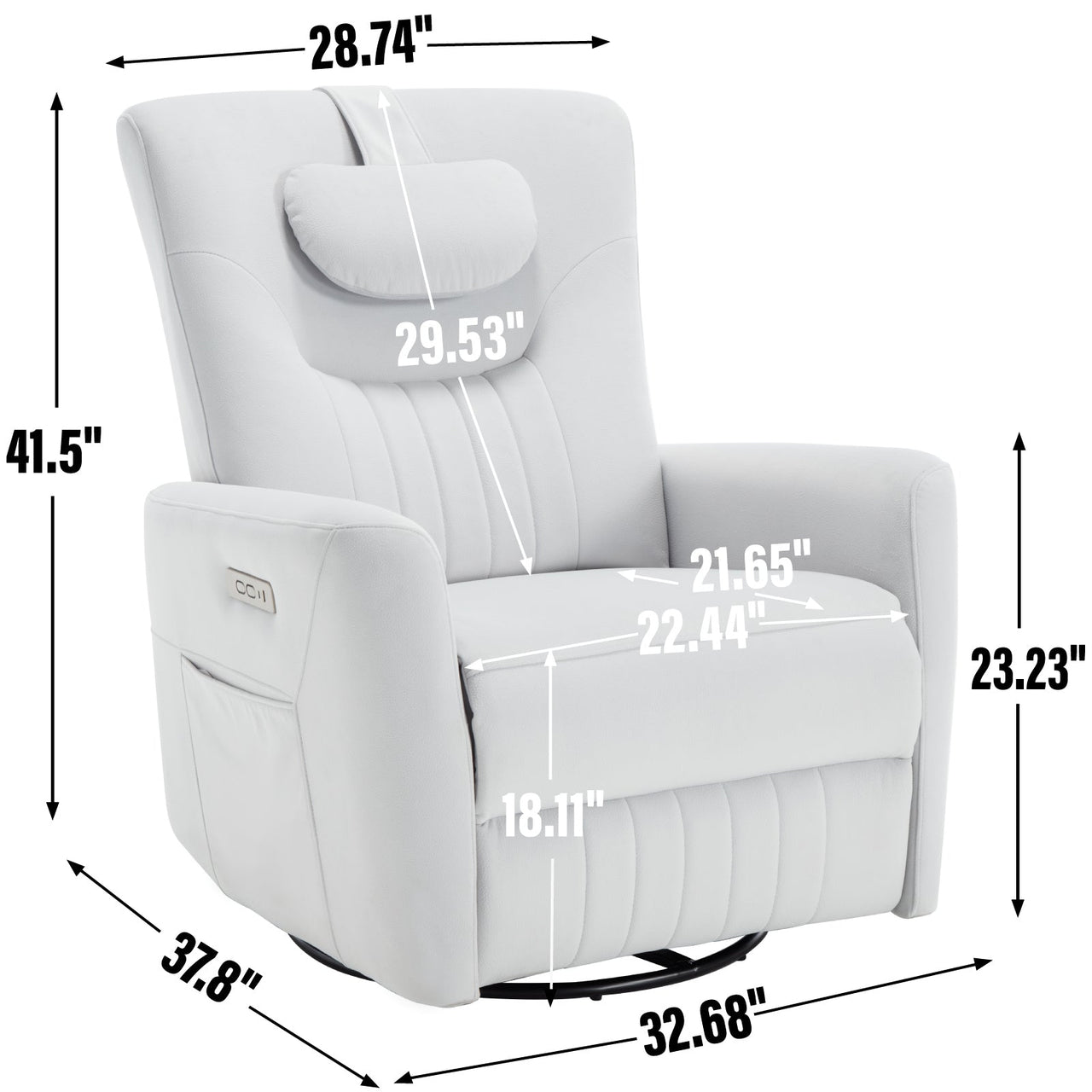 LYTREVON 33" Swivel Rocking Recliner Chair