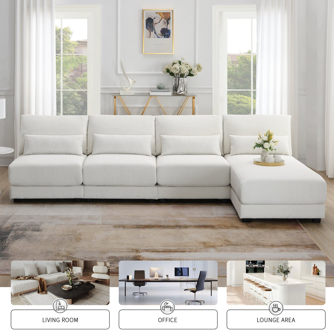 PAVEXA 120" Sectional Sofa