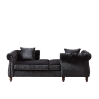Thumbnail for Chaise longue de chenilla de 81 pulgadas con dos almohadas, ribete de cabeza de clavo, diseño con botones y brazos enrollados para salón, sala de estar y oficina
