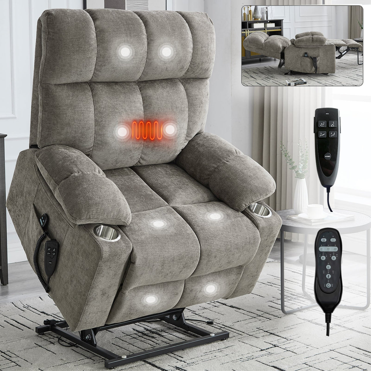 COZYLift 40" Recliner with Heat Massage - 8006