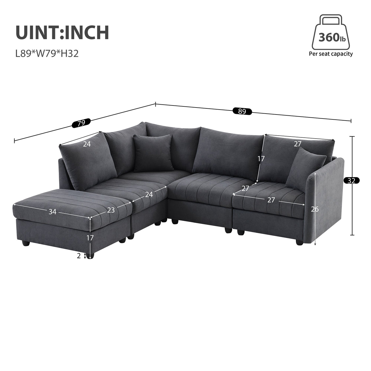 VORIXA 89" Sectional Sofa