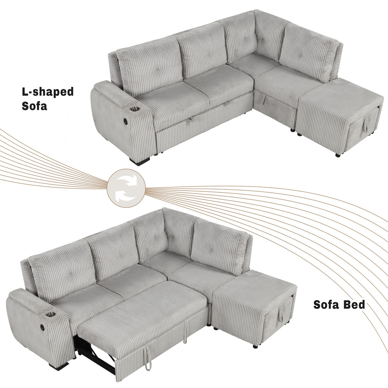 NEXRION 94" Sectional Sofa