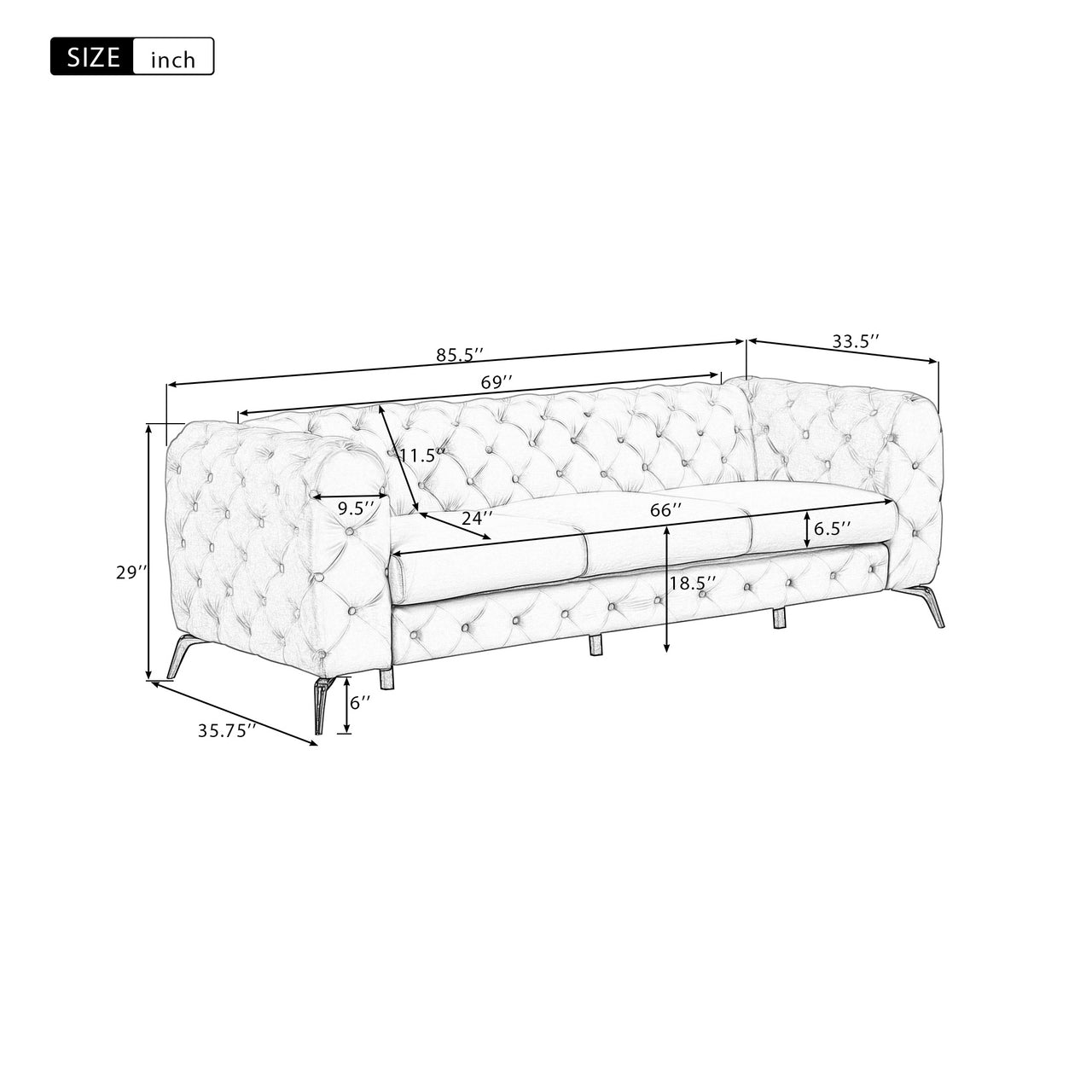 QUORA 86" Sofa 3 Seater