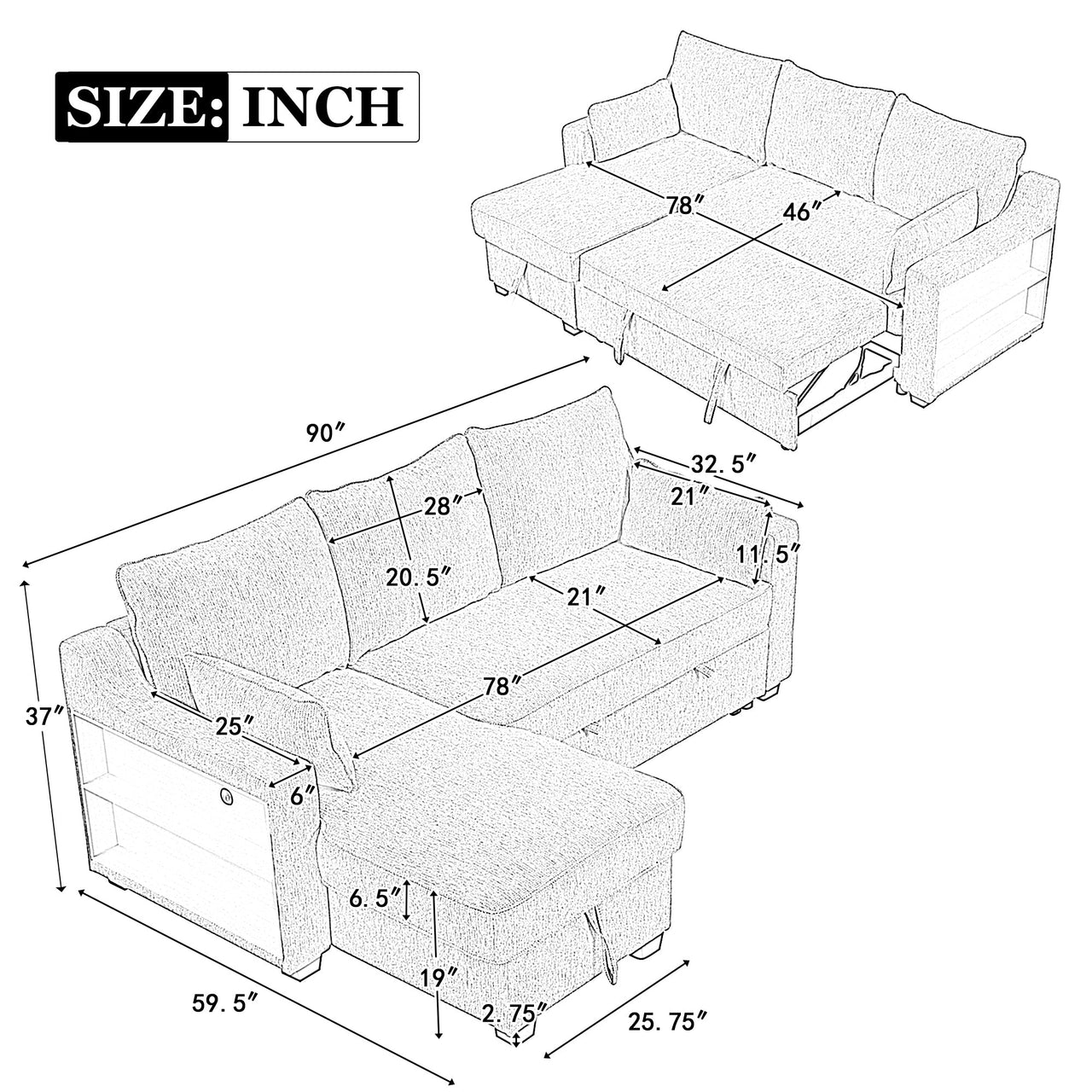 PYLONIS 90" Sofa