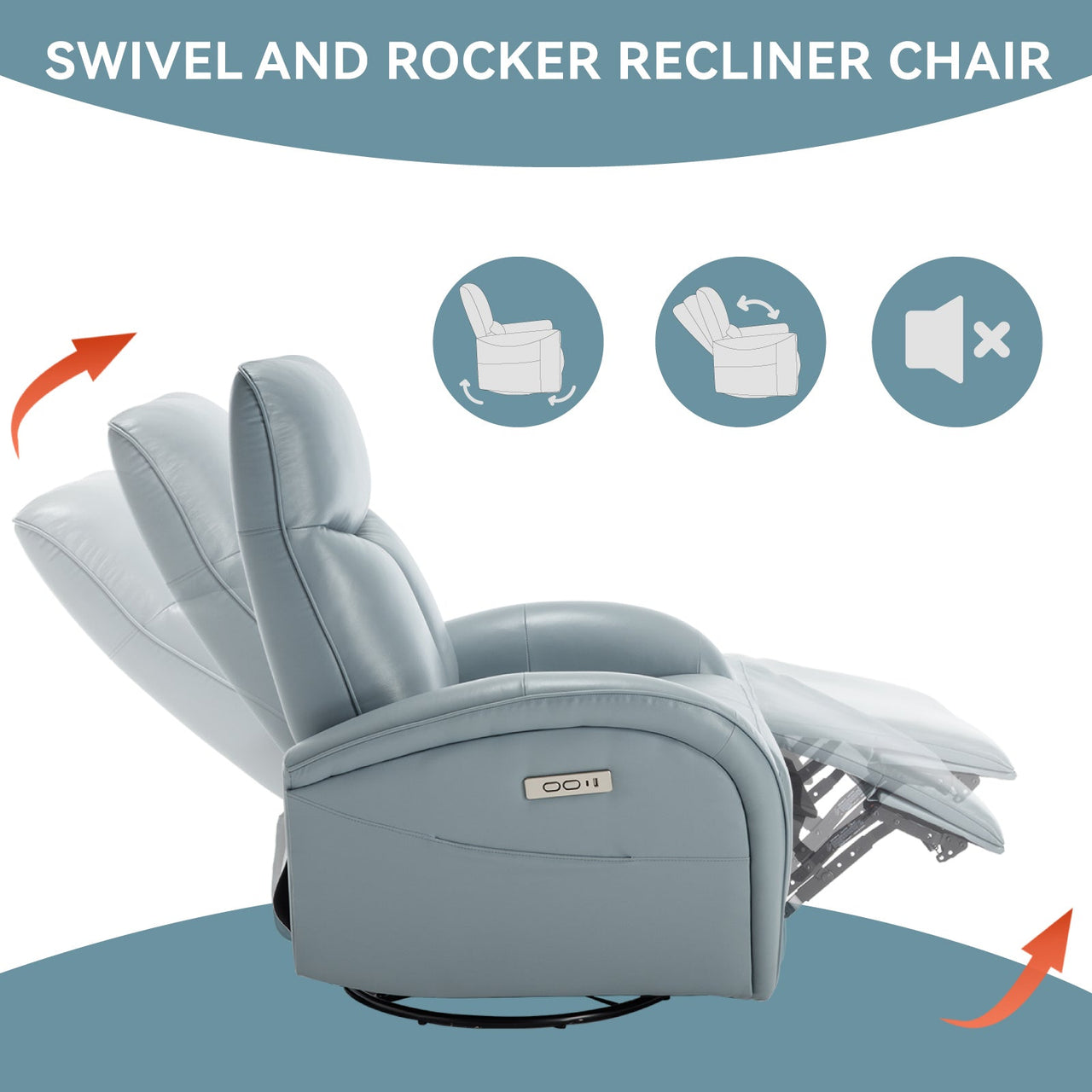 JORVEXIS 37" Swivel Rocking Recliner Chair