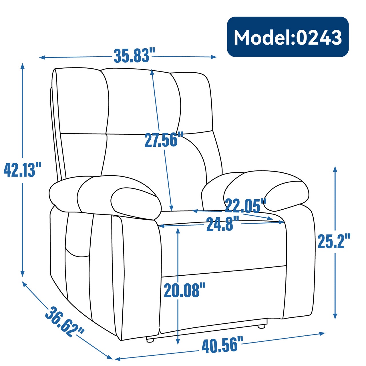 COZYLift 41" Recliner with Heat Massage - 0243