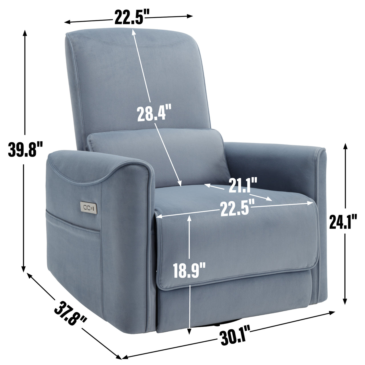 PLENVORA 30" Swivel Rocking Recliner Chair