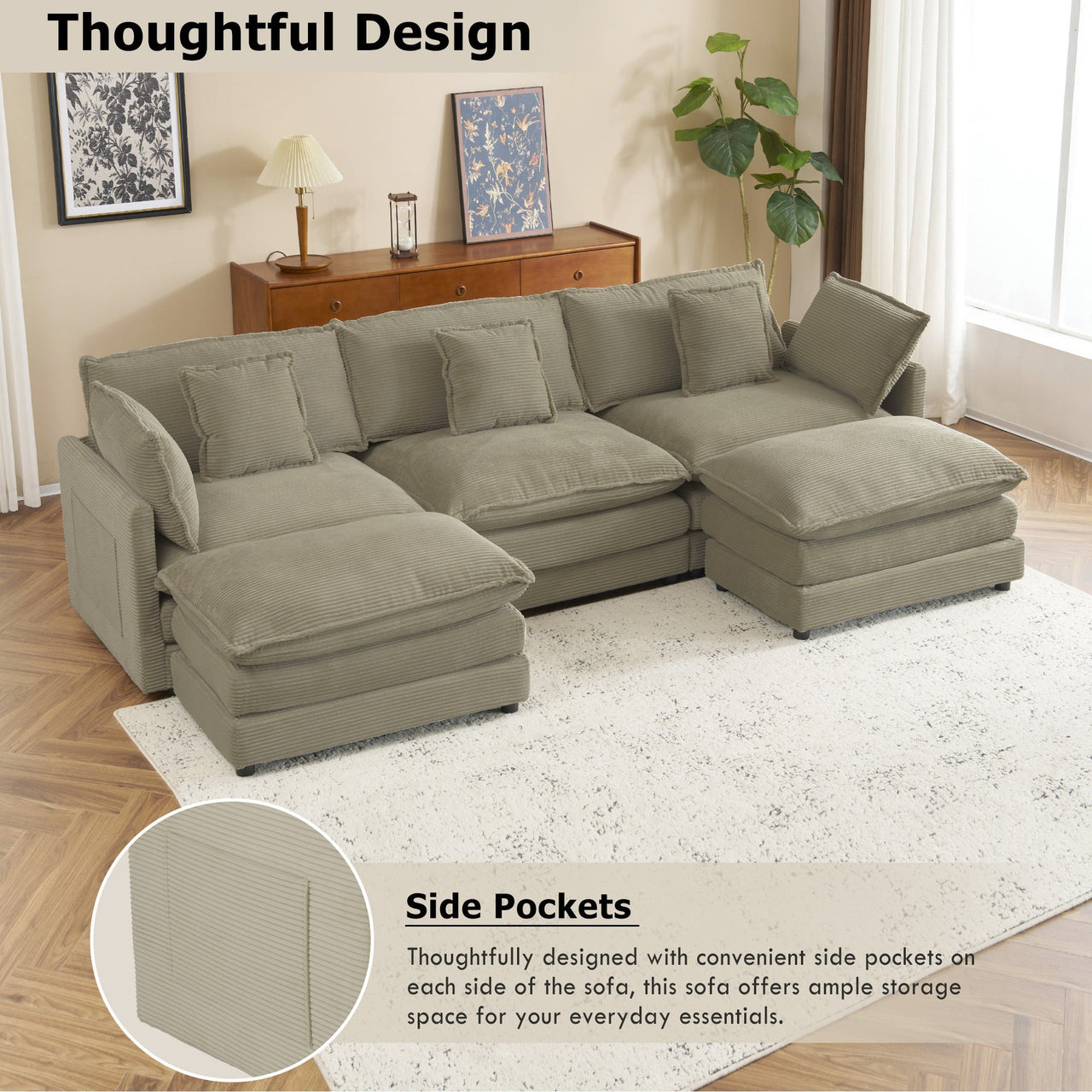 ZENVORIS 113" Sectional Sofa