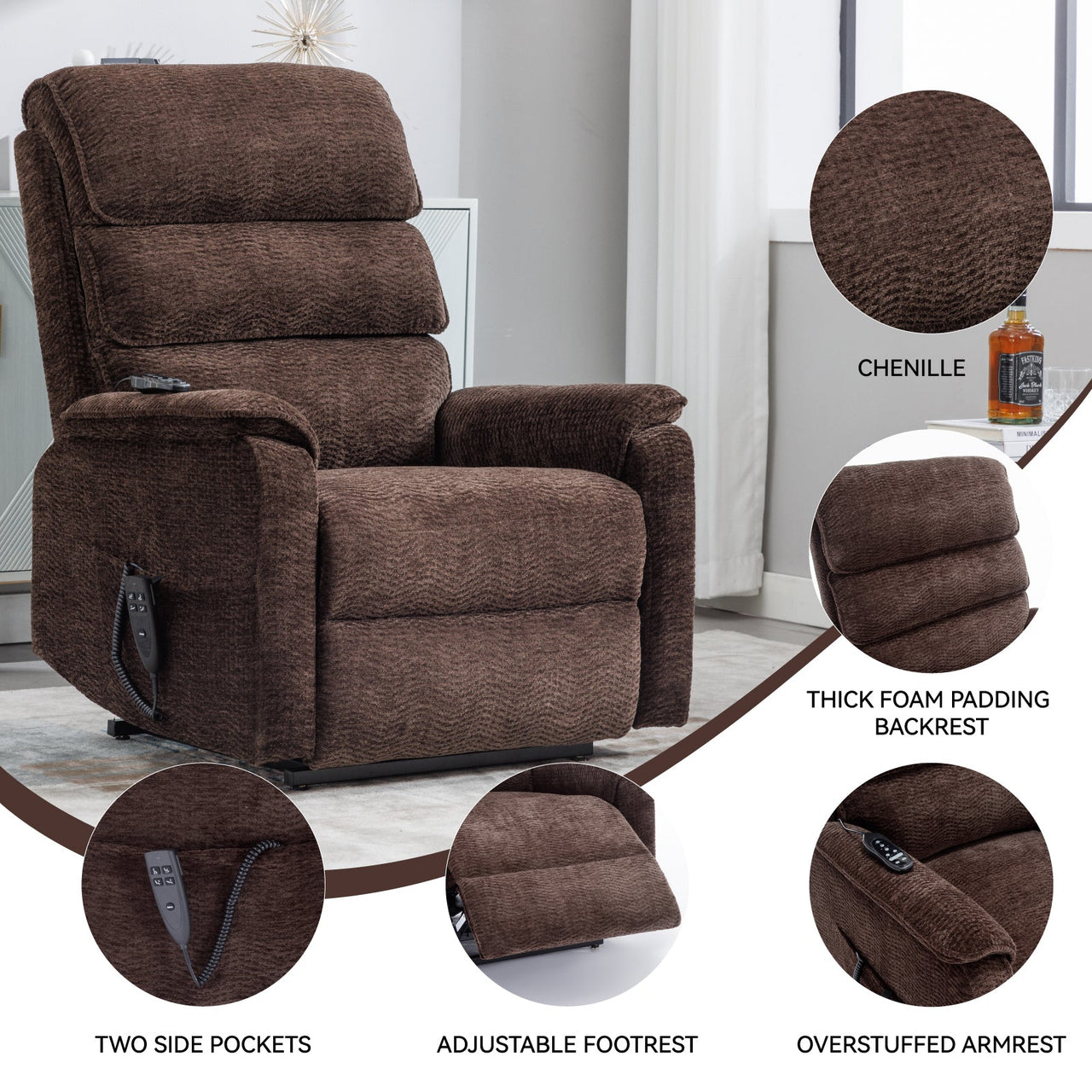 COZYLift 35" Recliner with Heat Massage - 7880