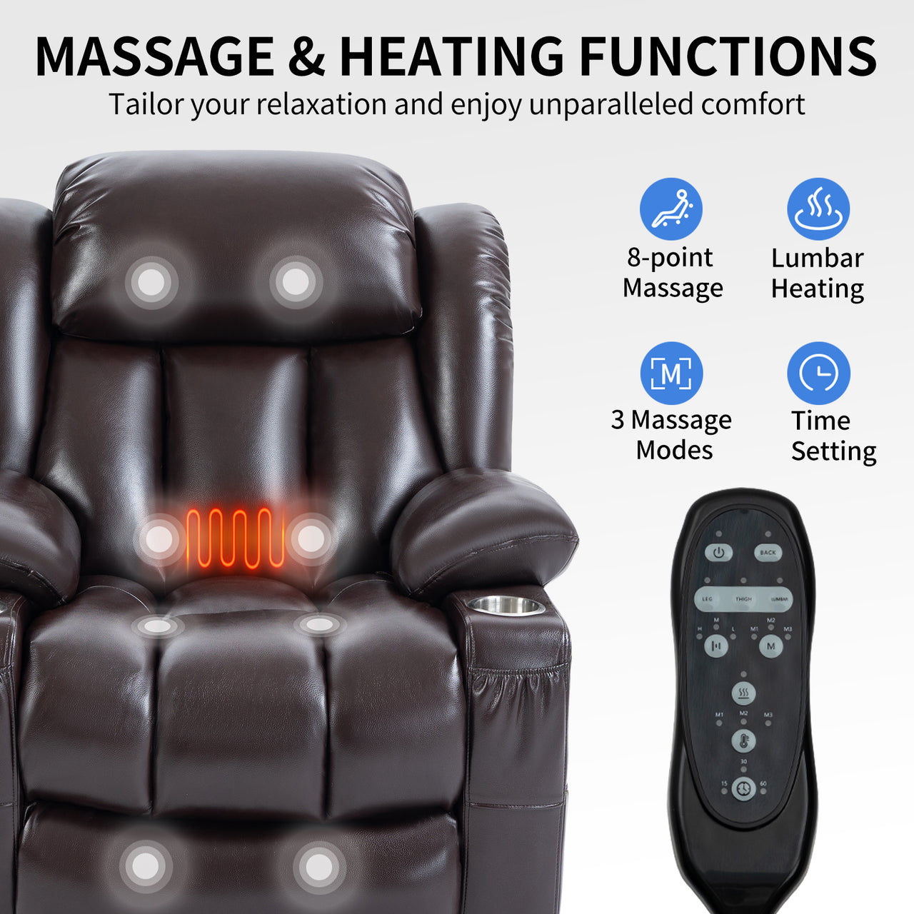 COZYLift 39" Recliner with Heat Massage - 7717