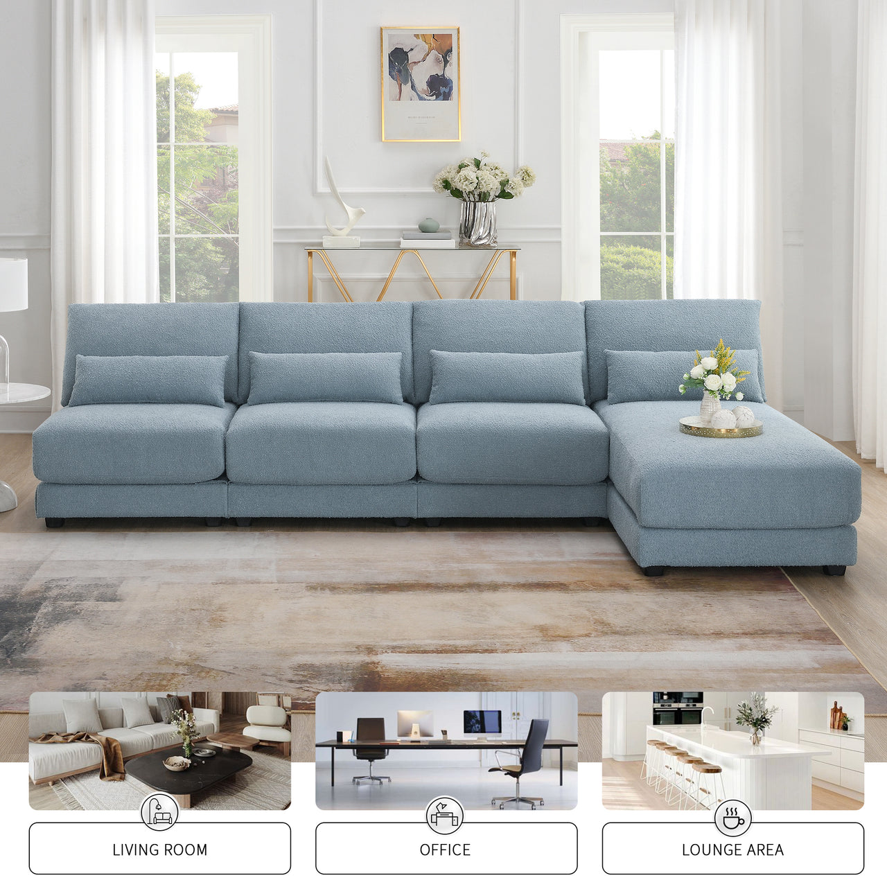 PAVEXA 120" Sectional Sofa