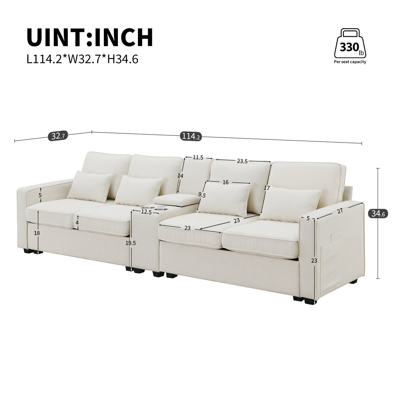 HAVLON 114" Sectional Sofa