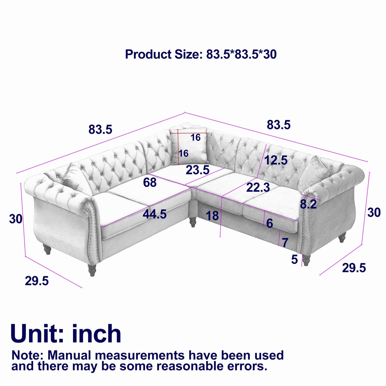 ROSALIND 83" Corner Sofa