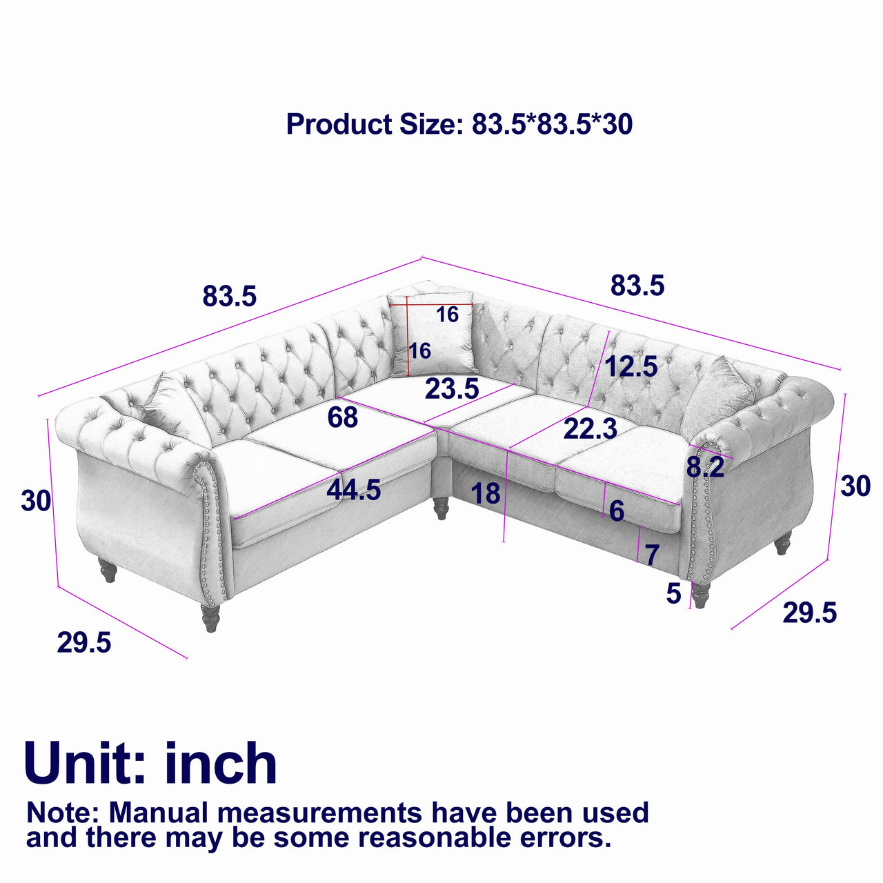 ROSALIND 83" Corner Sofa