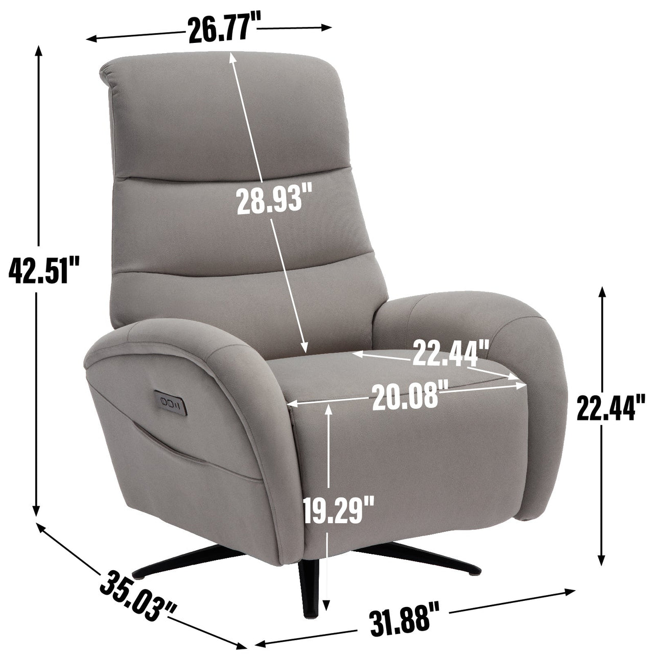 QORVANIX 32" Swivel Recliner Chair