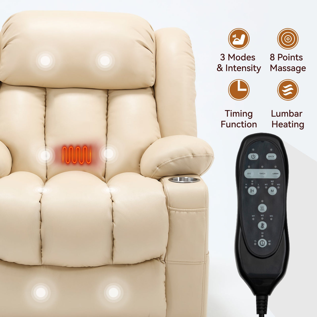 COZYLift 39" Recliner with Heat Massage - 7717