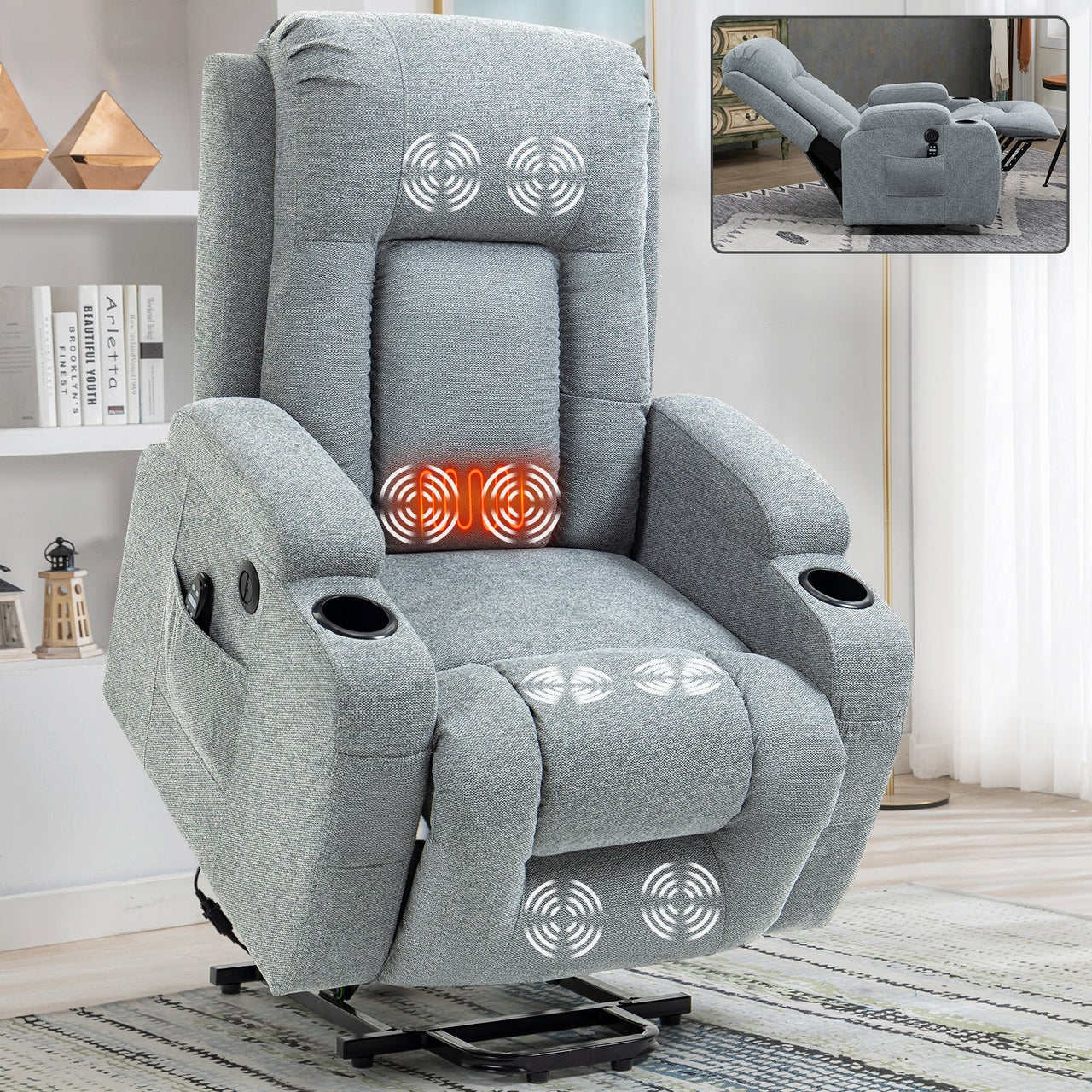 COZYLift 40" Recliner with Heat Massage - 0988