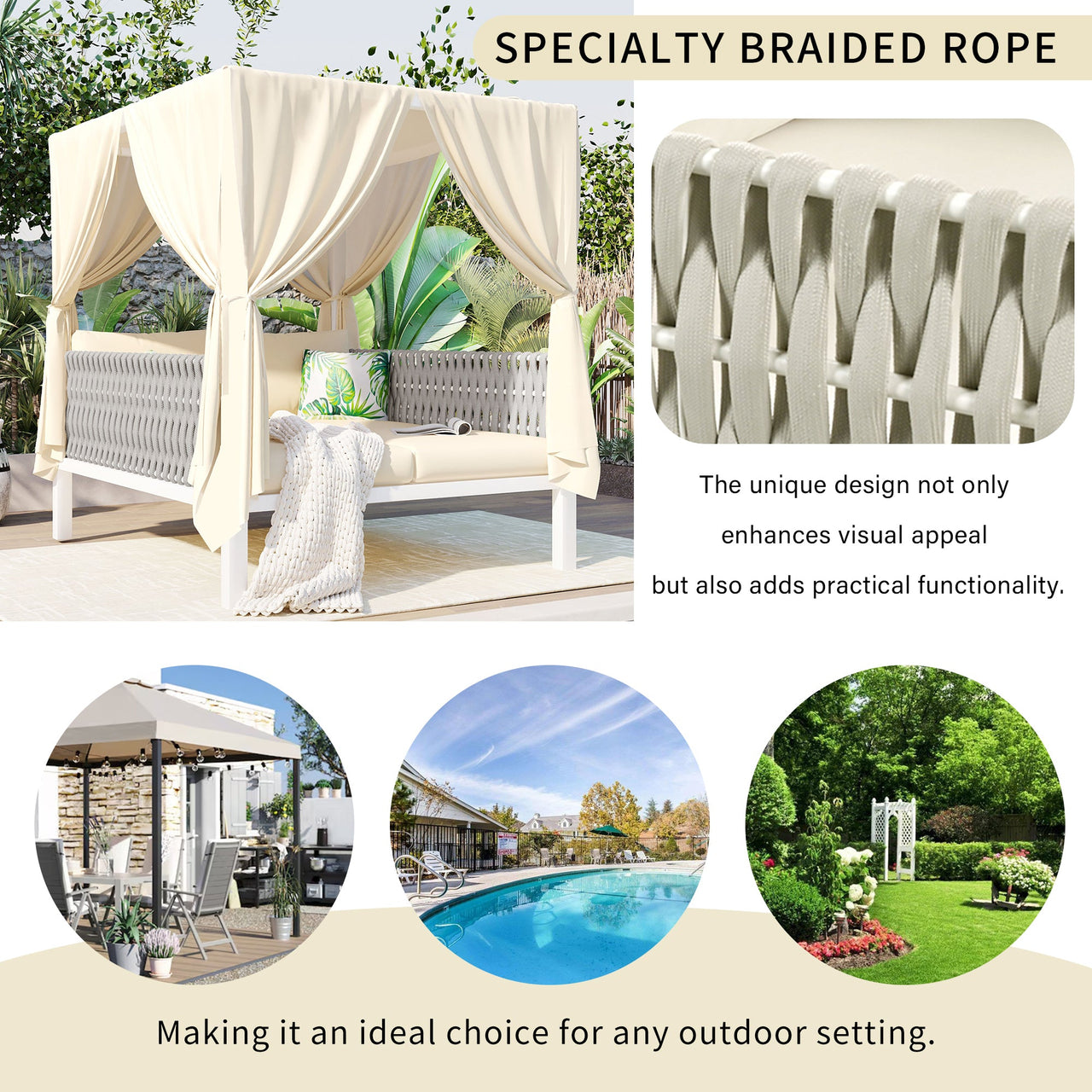 TREXOR 57" Sunbed with Curtains