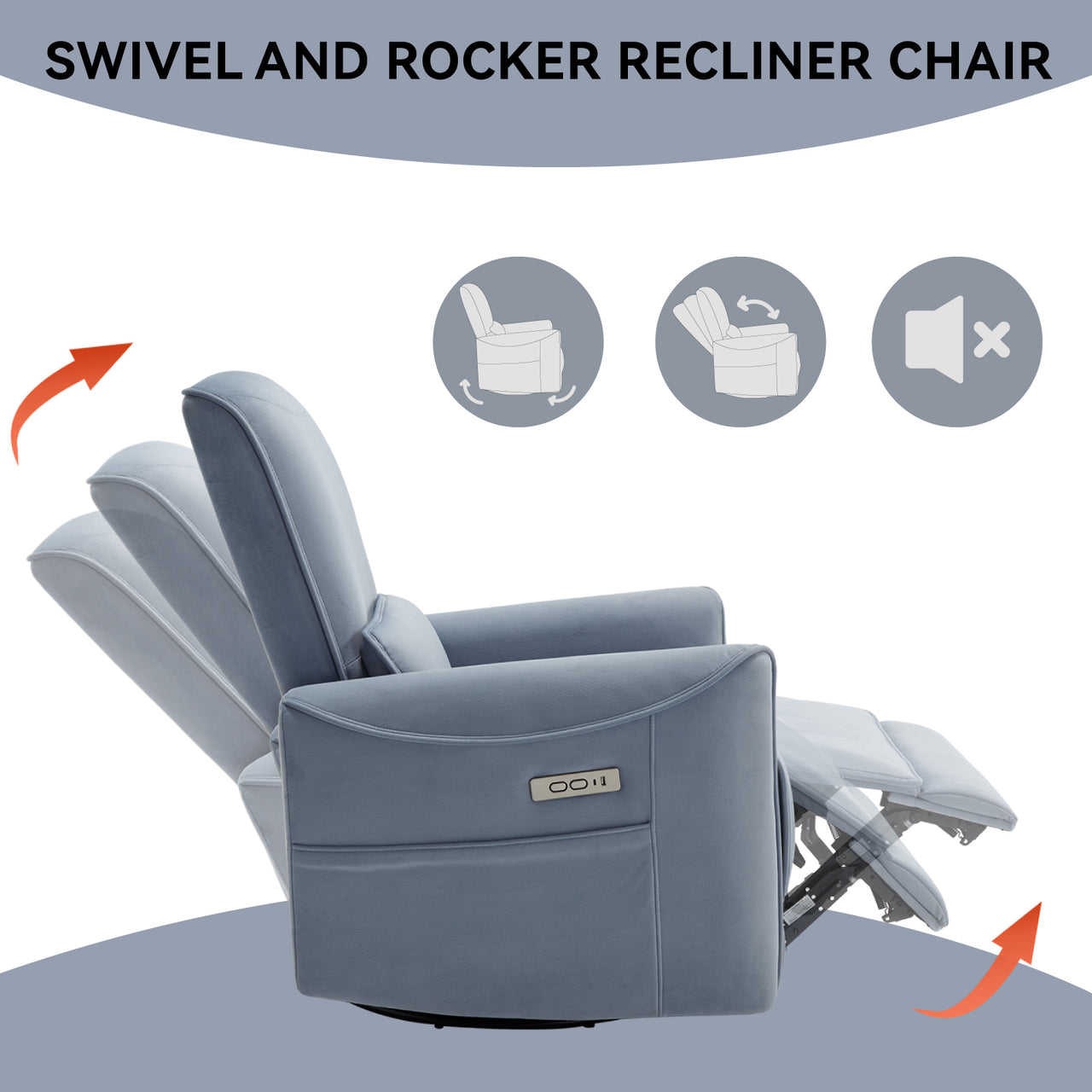 PLENVORA 30" Swivel Rocking Recliner Chair