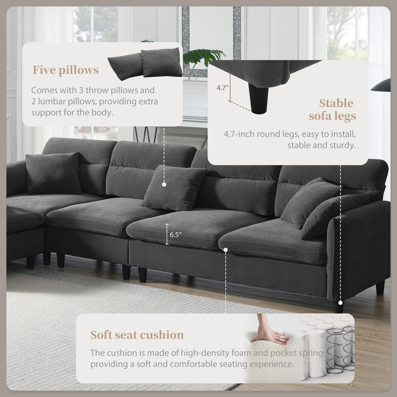 LUMOVAR 110" Sectional Sofa