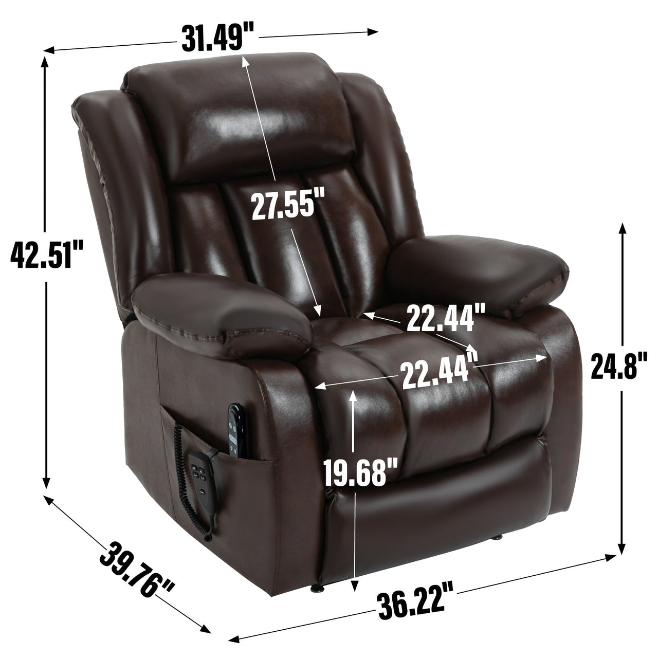 COZYLift 36" Recliner with Heat Massage - 5516