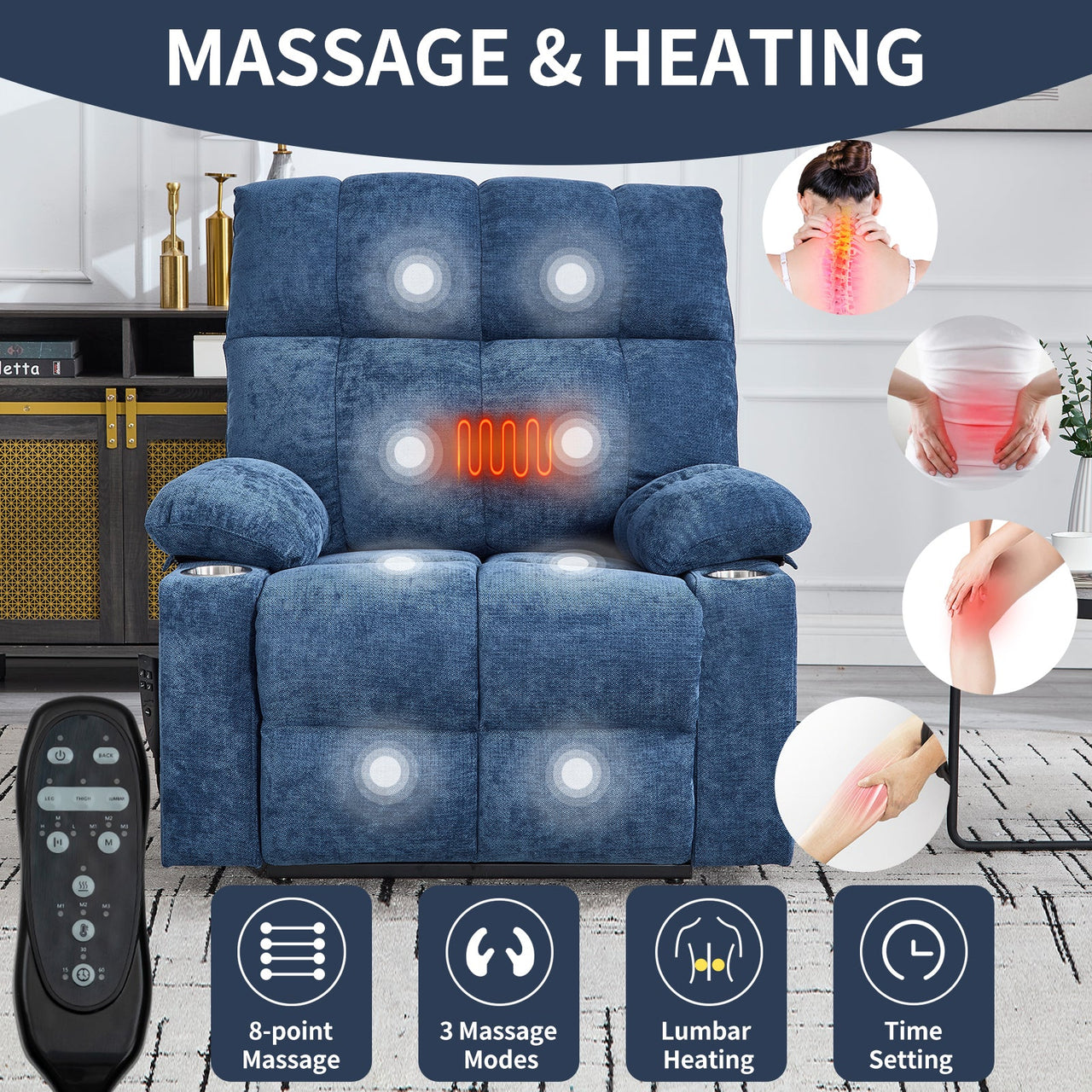 COZYLift 40" Recliner with Heat Massage - 8006