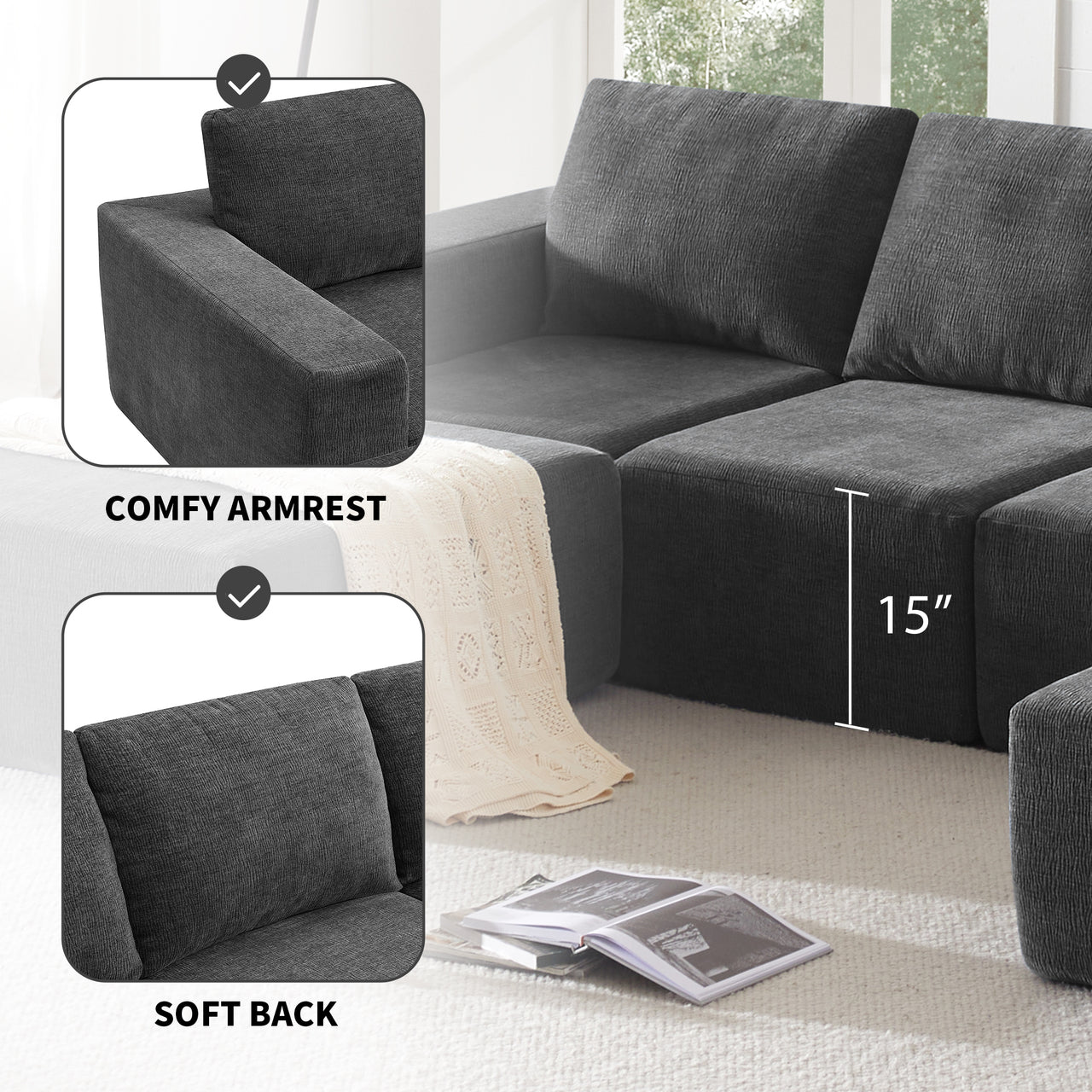 MAVYON 110" Sectional Sofa