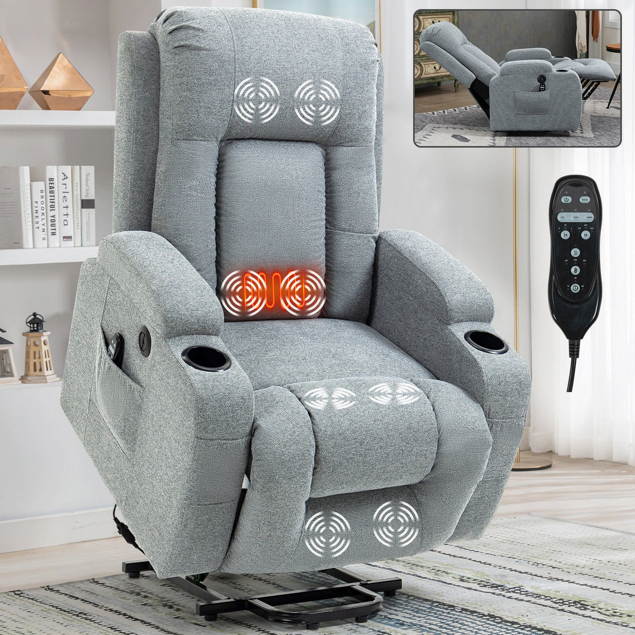 COZYLift 40" Recliner with Heat Massage - 0988