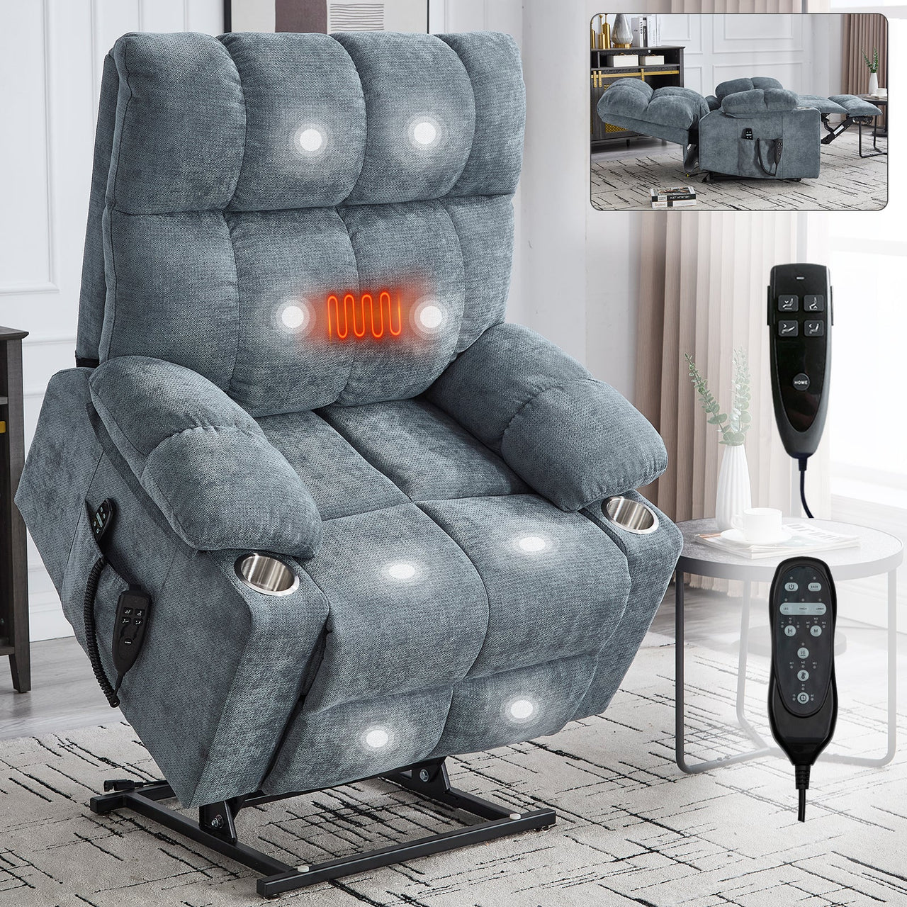 COZYLift 40" Recliner with Heat Massage - 8006