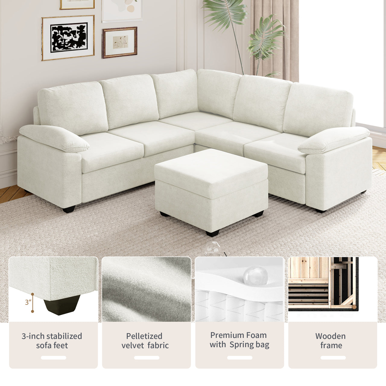 FYLORA 84" Sectional Sofa