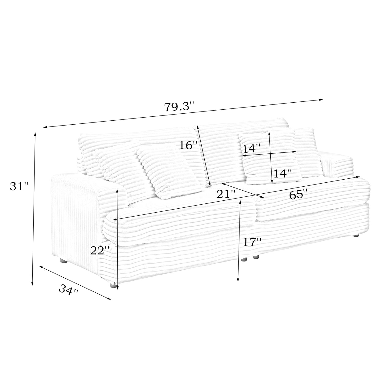 TRITON 80" Modern Sofa