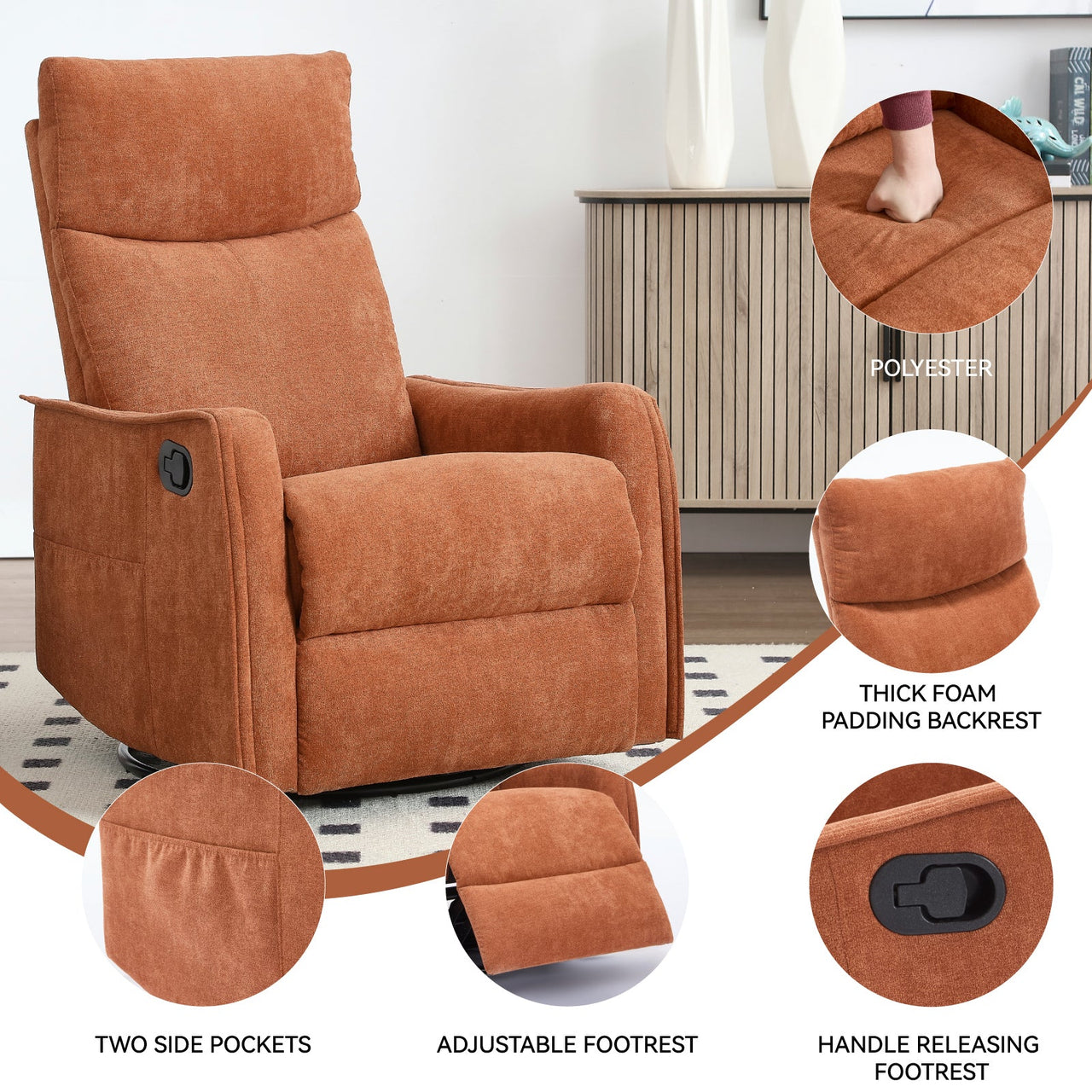 DRENVORIX 27" Recliner with Heat Massage