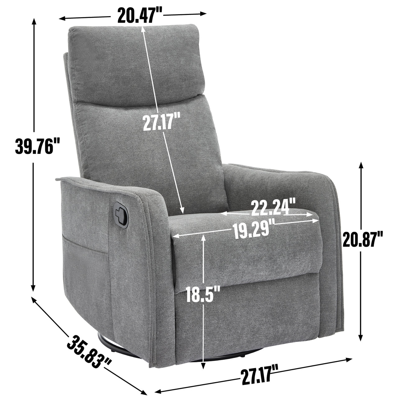 DRENVORIX 27" Recliner with Heat Massage