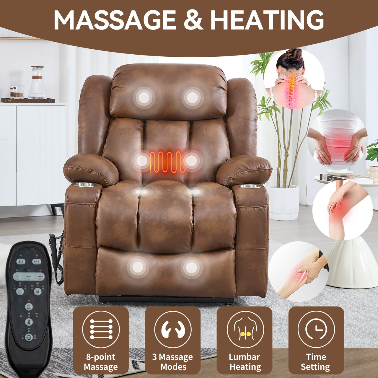 COZYLift 39" Recliner with Heat Massage - 7717