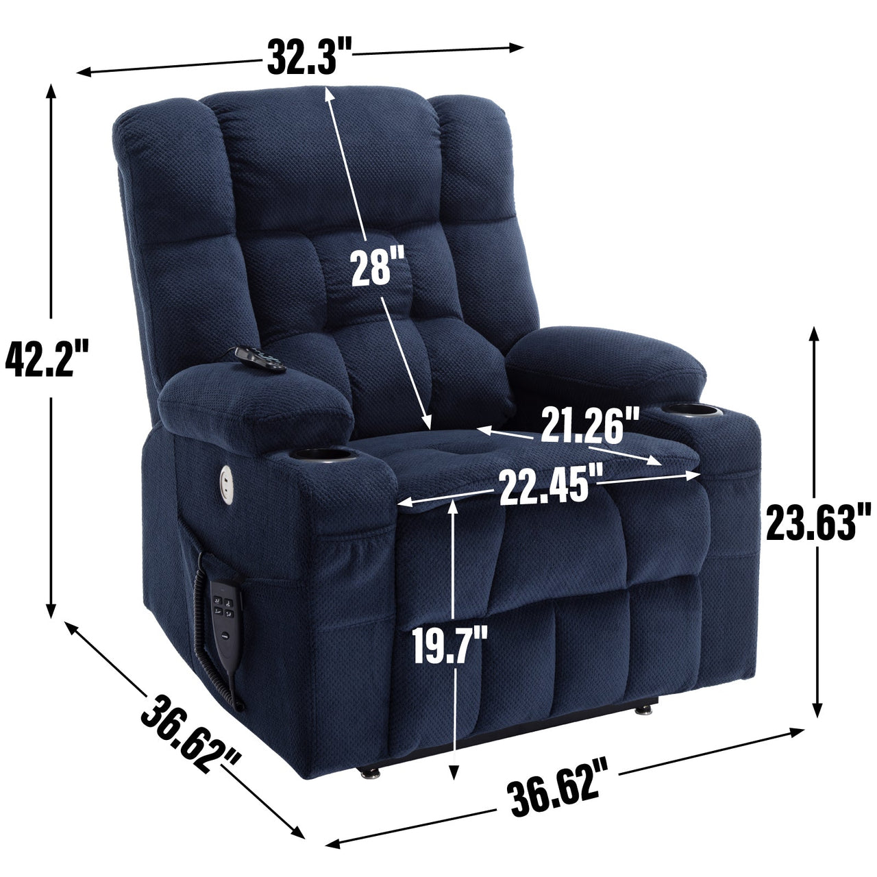 COZYLift 37" Recliner with Heat Massage - 8013