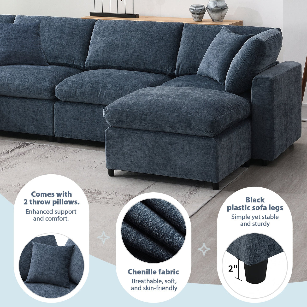 DEVROX 130" Sectional Sofa