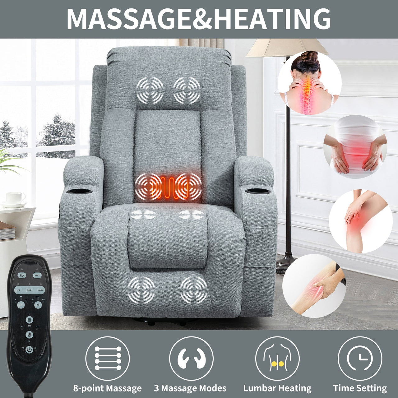 COZYLift 40" Recliner with Heat Massage - 0988