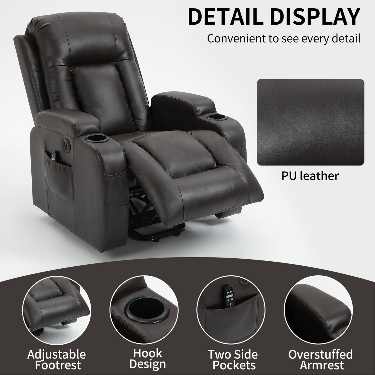 COZYLift 40" Recliner with Heat Massage - 0988