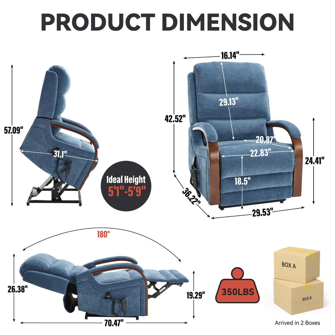 COZYLift 30" Recliner with Heat Massage - 6755