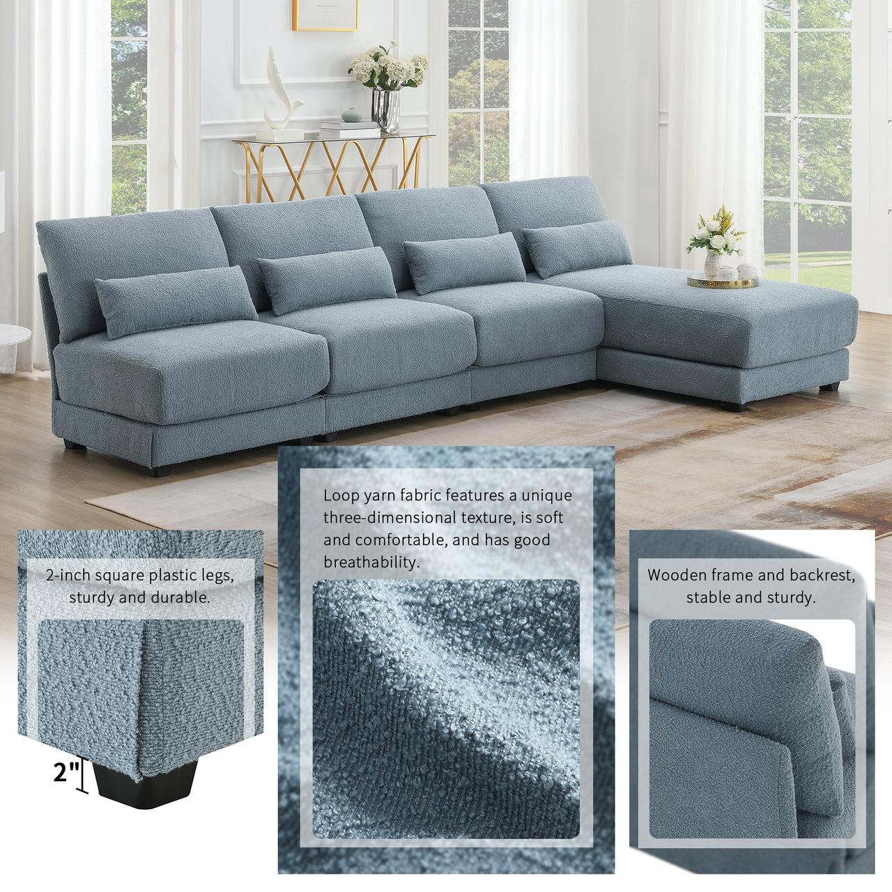 PAVEXA 120" Sectional Sofa